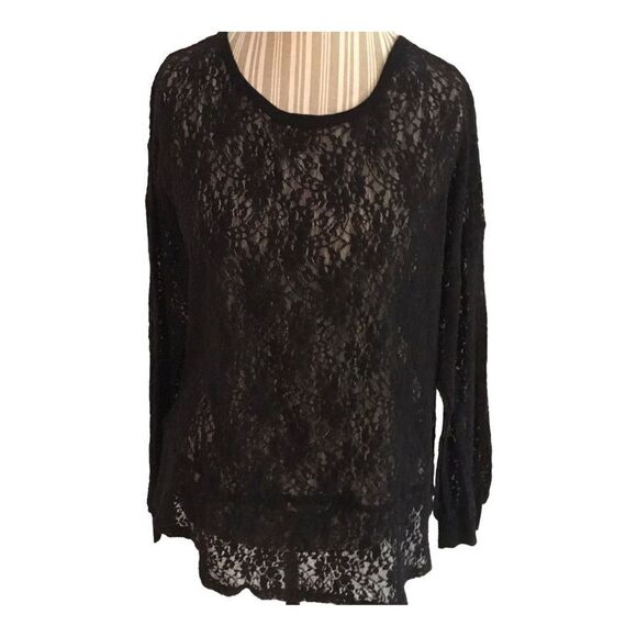 Democracy size large black lace top excellent condition - Picture 1 of 2